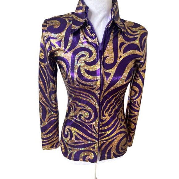 VINTAGE Y2K RARE EQUESTRIAN HOBBY HORSE WESTERN IRRIDESCEN JACKET X SMALL EUC #4 - Picture 2 of 4